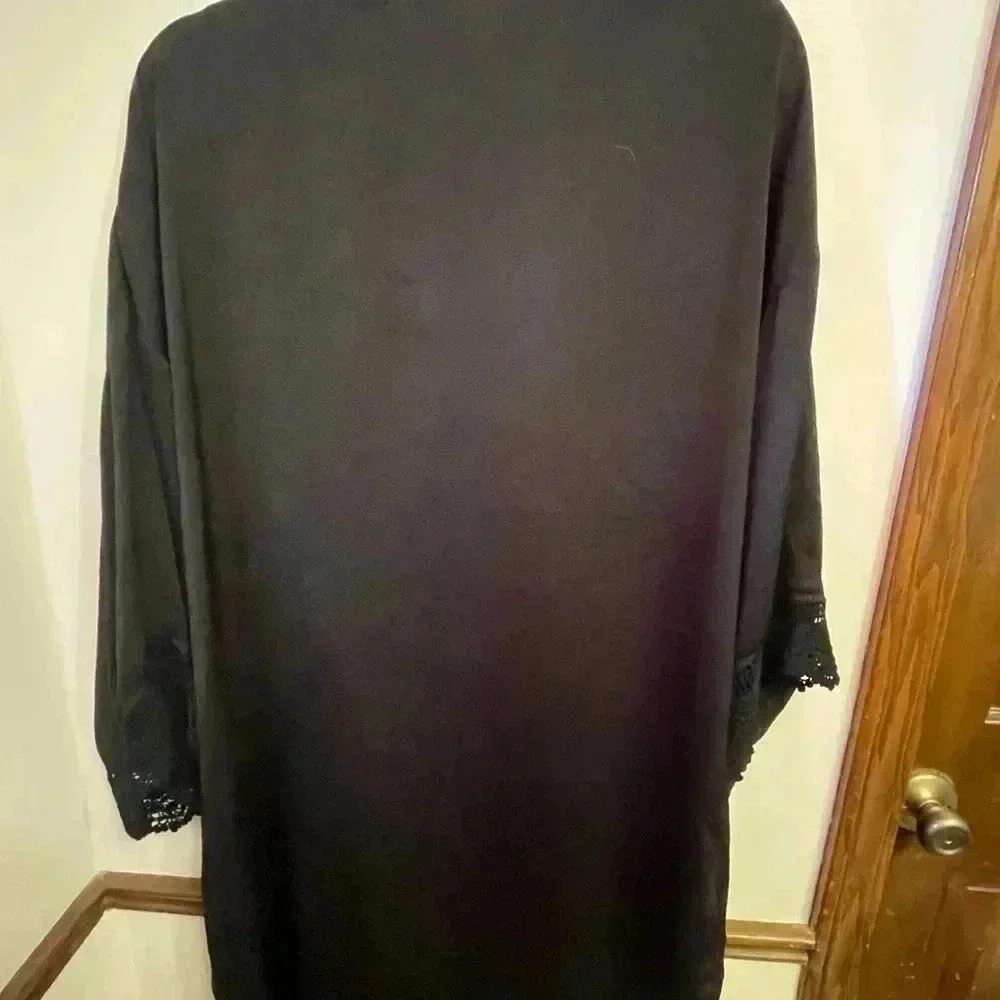 Boho kimono black with embroidered flowers 1X Entro - Picture 4 of 4